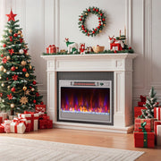 23 Inch 1500W Recessed Electric Fireplace Insert with Remote Control-Silver-Fireplaces-DECOROLALA
