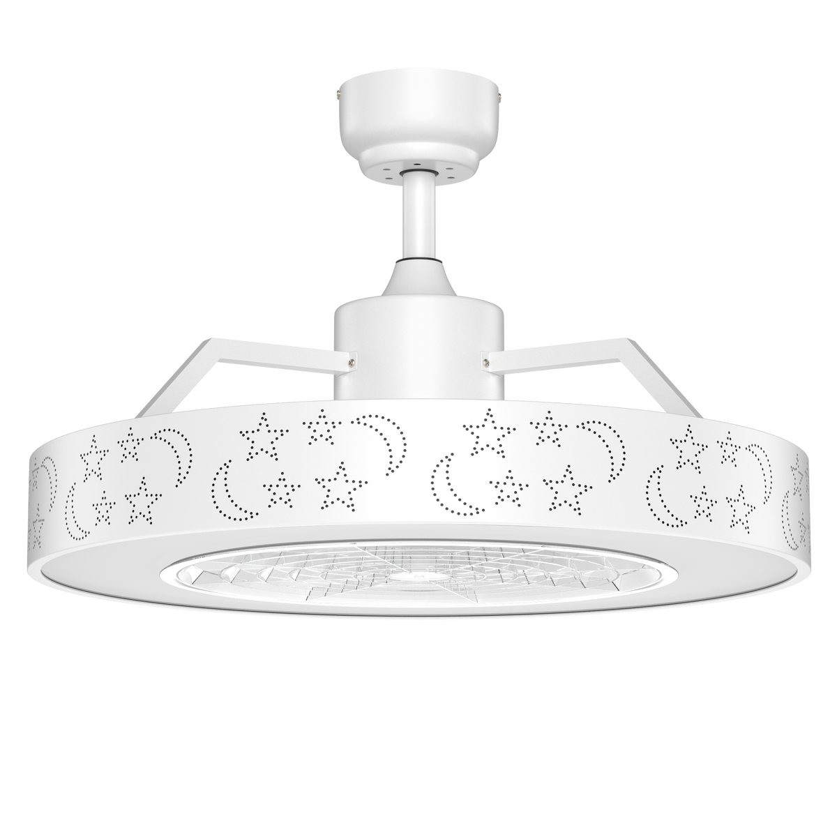 23 Inch Ceiling Fan with LED Light and Remote Control-White-Ceiling Fans-DECOROLALA