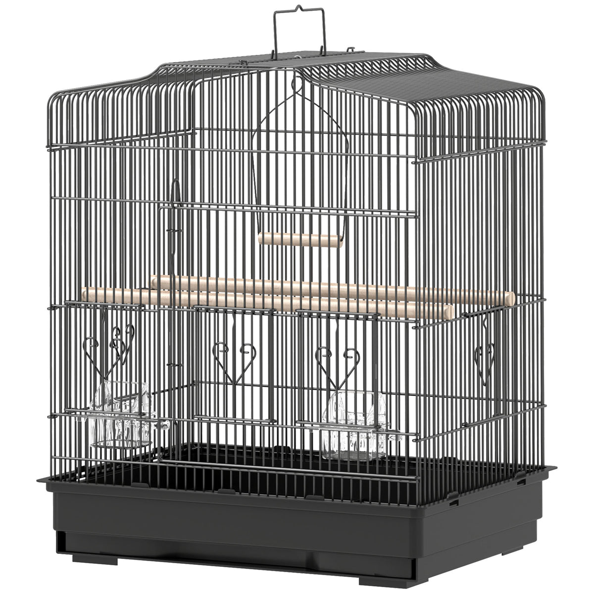 23" Metal Bird Cage for Finches and Canaries - Black-Birds-DECOROLALA