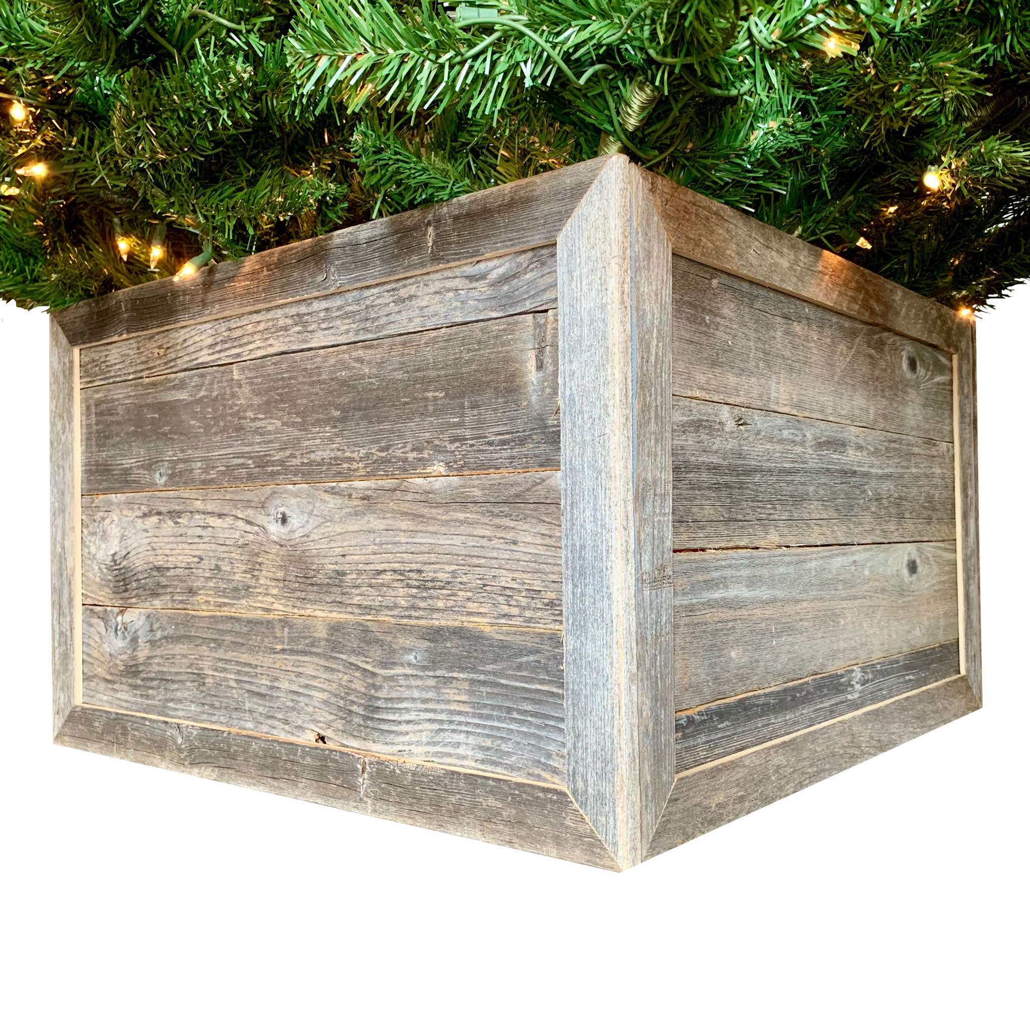 23" Natural Weathered Gray Plank Christmas Tree Collar-Sculptures-DECOROLALA