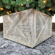 23" Natural Weathered Gray Whitewash Christmas Tree Collar-Sculptures-DECOROLALA