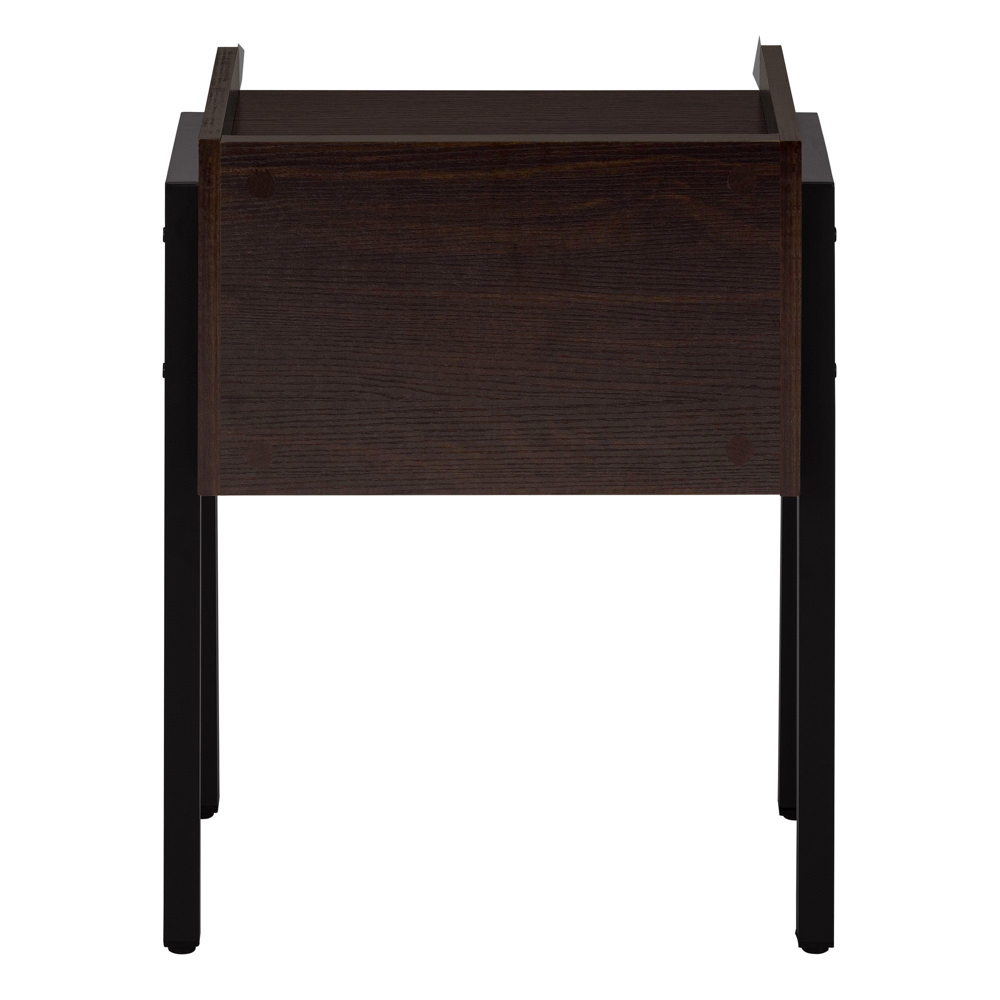 23" Rectangular Espresso Accent Table With Black Metal Legs-End-Side Tables-DECOROLALA