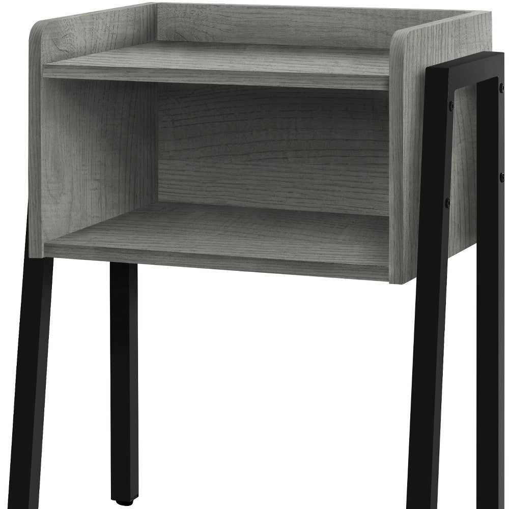 23" Rectangular Grey And Black Metal Accent Table-End-Side Tables-DECOROLALA