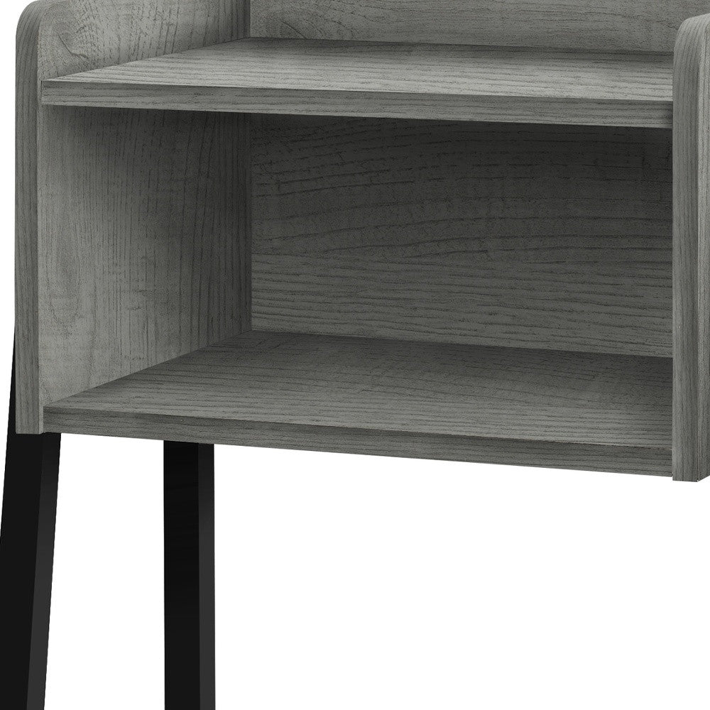 23" Rectangular Grey And Black Metal Accent Table-End-Side Tables-DECOROLALA