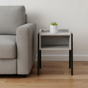 23" Rectangular Grey And Black Metal Accent Table-End-Side Tables-DECOROLALA