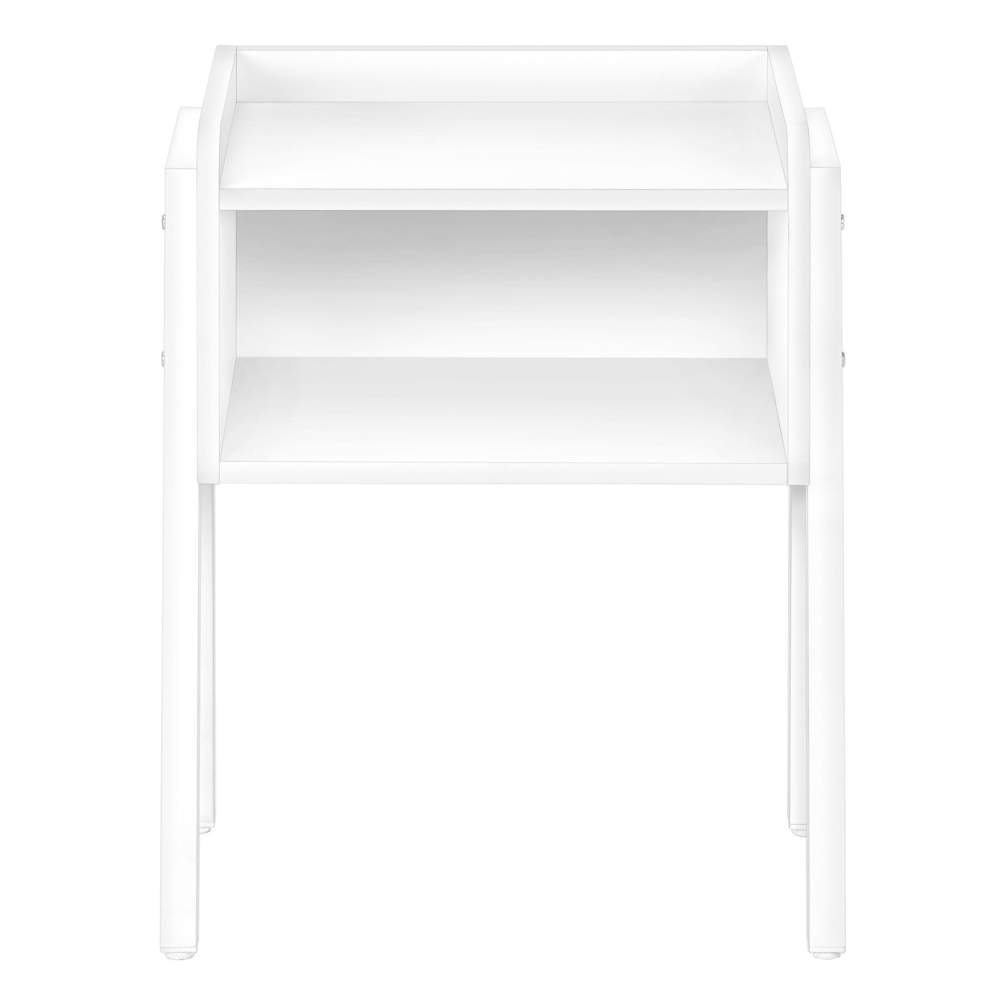 23" Rectangular White Accent Table With White Metal Legs-End-Side Tables-DECOROLALA