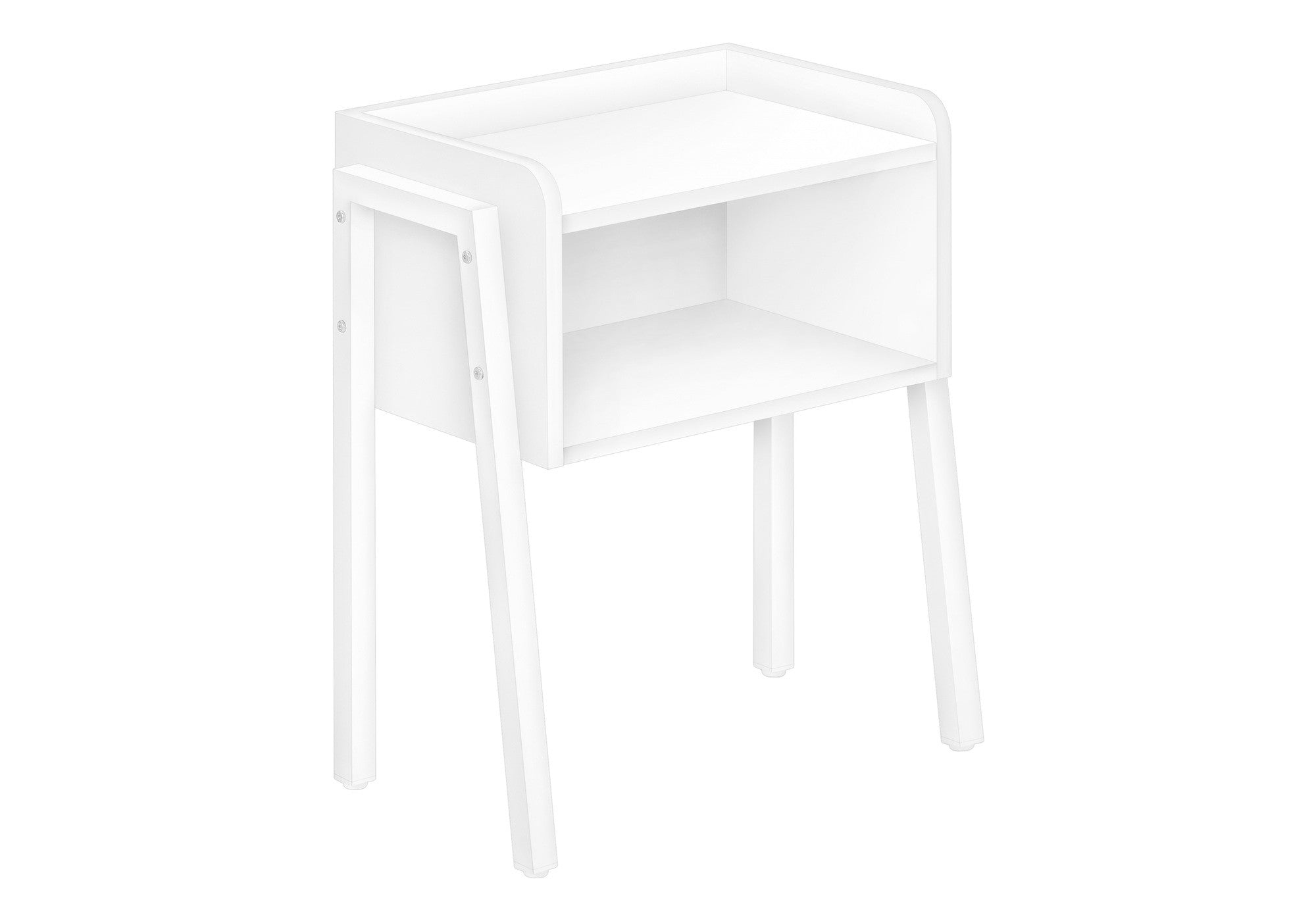23" Rectangular White Accent Table With White Metal Legs-End-Side Tables-DECOROLALA