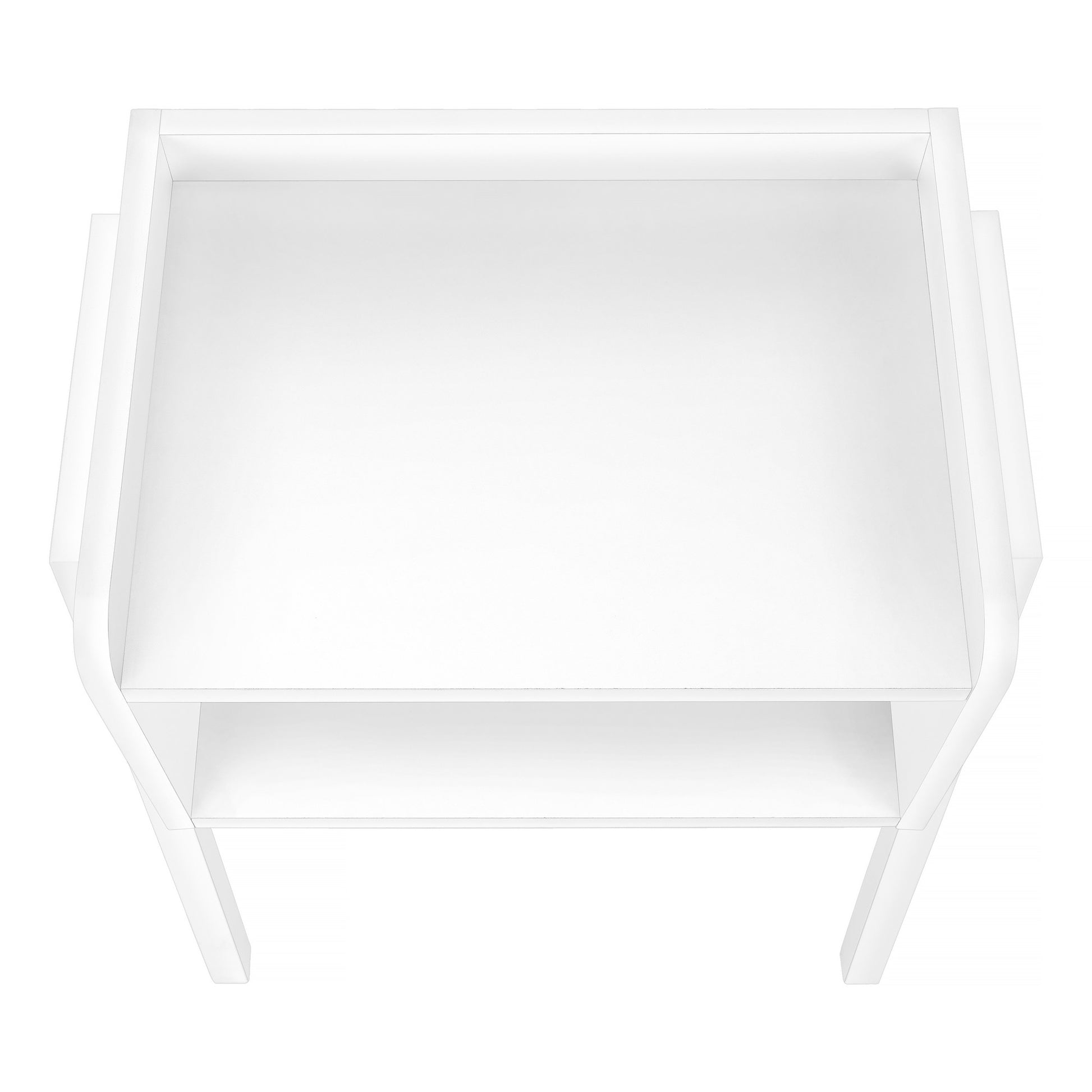 23" Rectangular White Accent Table With White Metal Legs-End-Side Tables-DECOROLALA