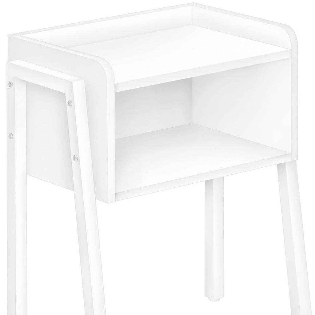23" Rectangular White Accent Table With White Metal Legs-End-Side Tables-DECOROLALA