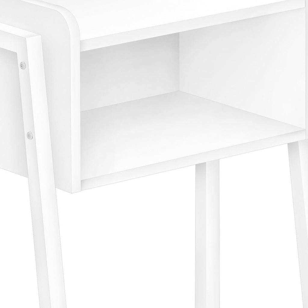 23" Rectangular White Accent Table With White Metal Legs-End-Side Tables-DECOROLALA