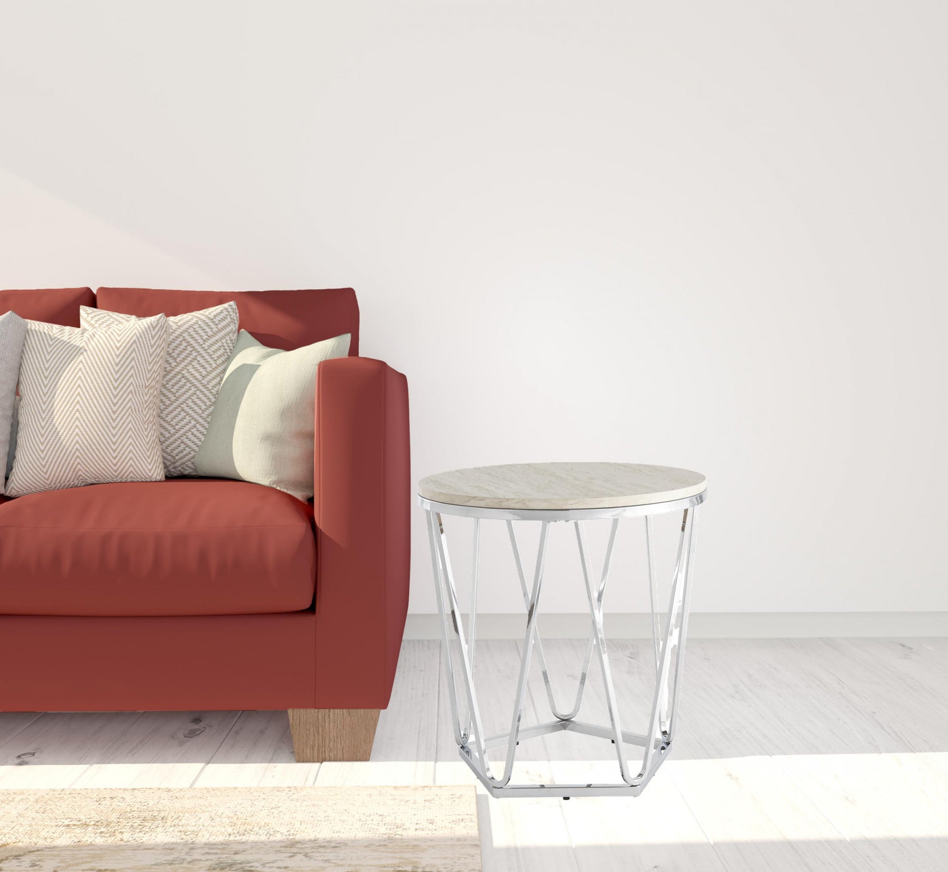 23" Silver Manufactured Wood And Iron Round End Table-End-Side Tables-DECOROLALA