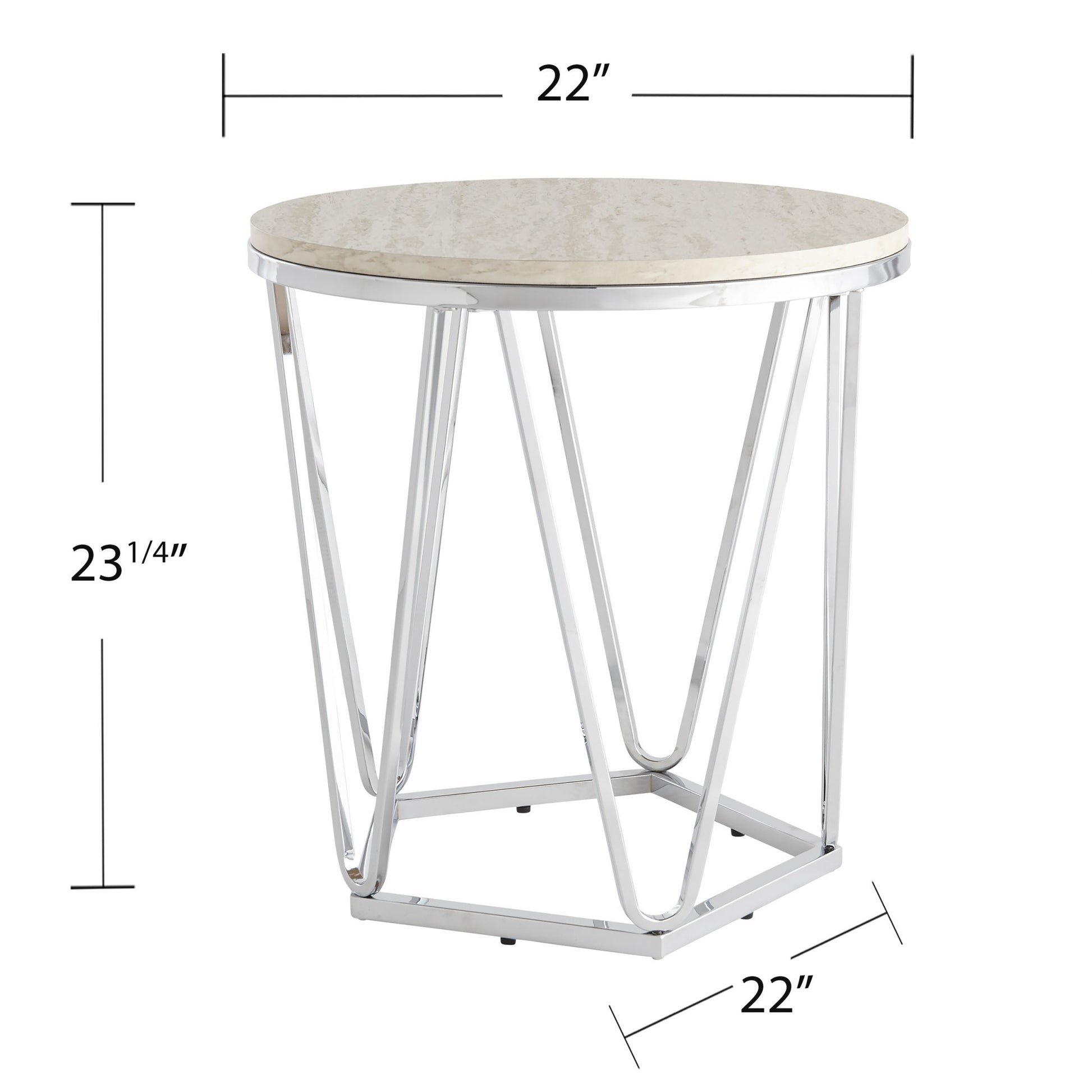 23" Silver Manufactured Wood And Iron Round End Table-End-Side Tables-DECOROLALA