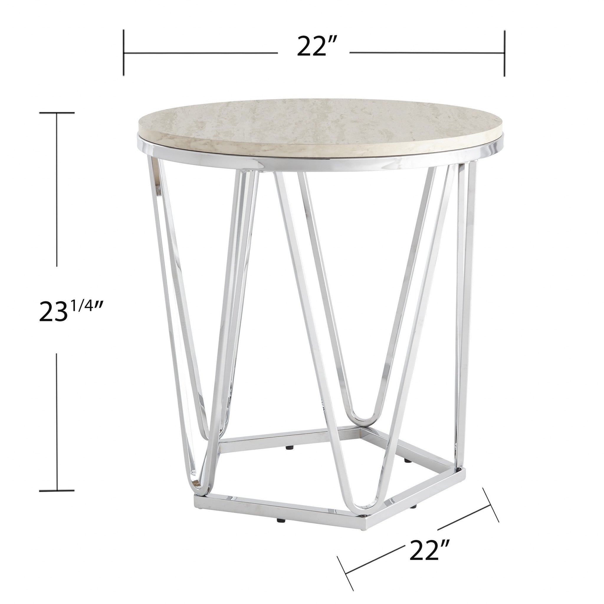 23" Silver Manufactured Wood And Iron Round End Table-End-Side Tables-DECOROLALA