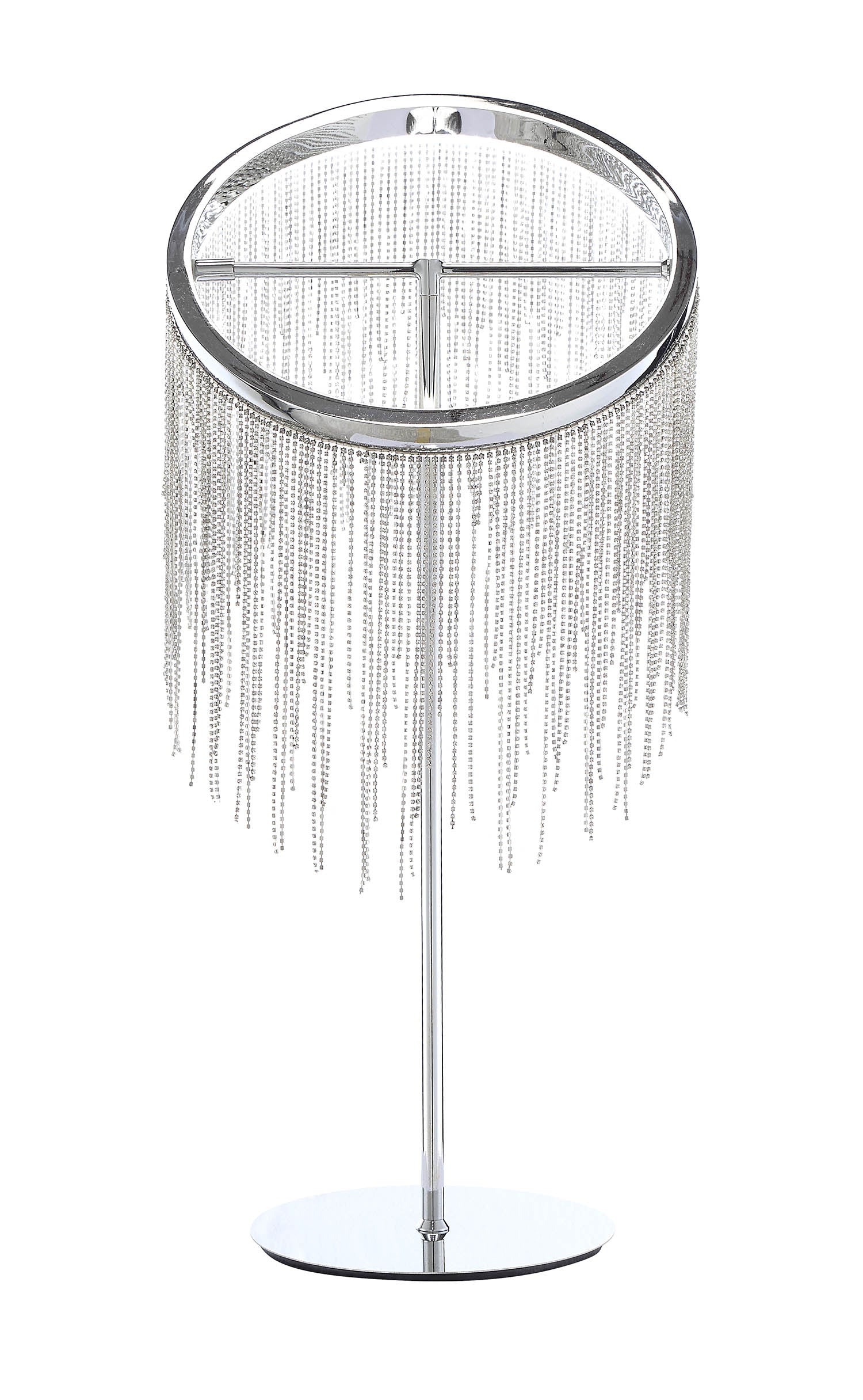 23" Silver Metal Table Lamp With Clear Drum Shade-Table Lamps-DECOROLALA