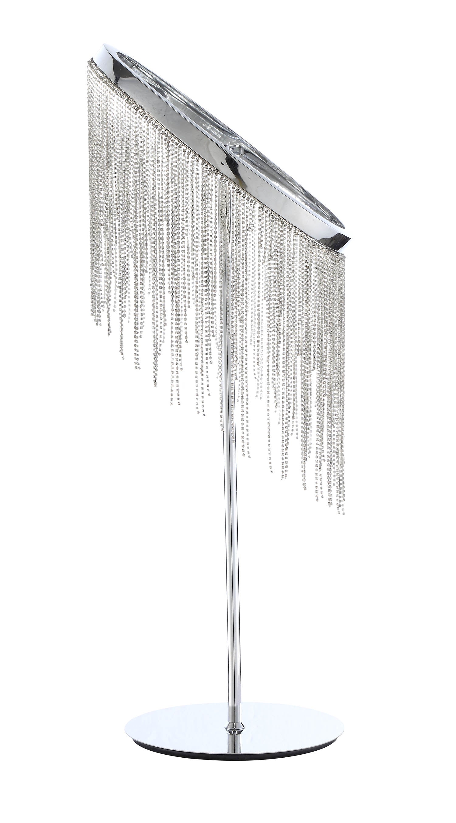 23" Silver Metal Table Lamp With Clear Drum Shade-Table Lamps-DECOROLALA