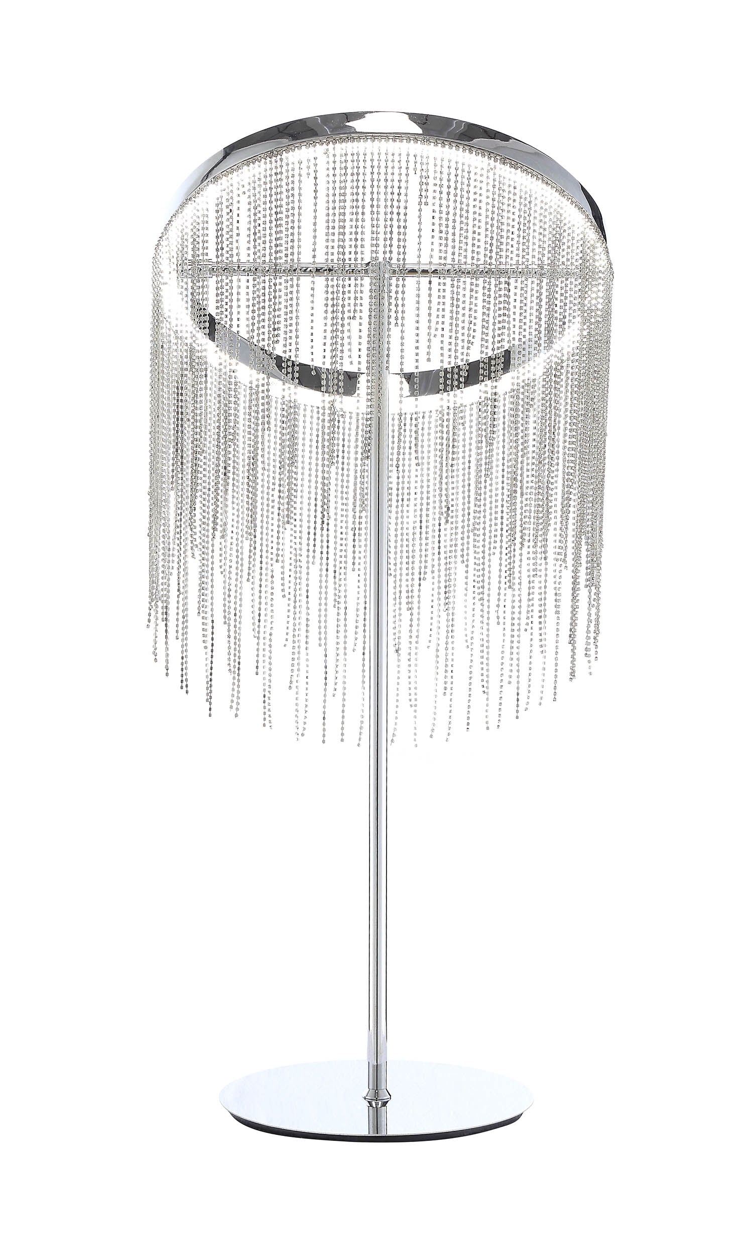 23" Silver Metal Table Lamp With Clear Drum Shade-Table Lamps-DECOROLALA