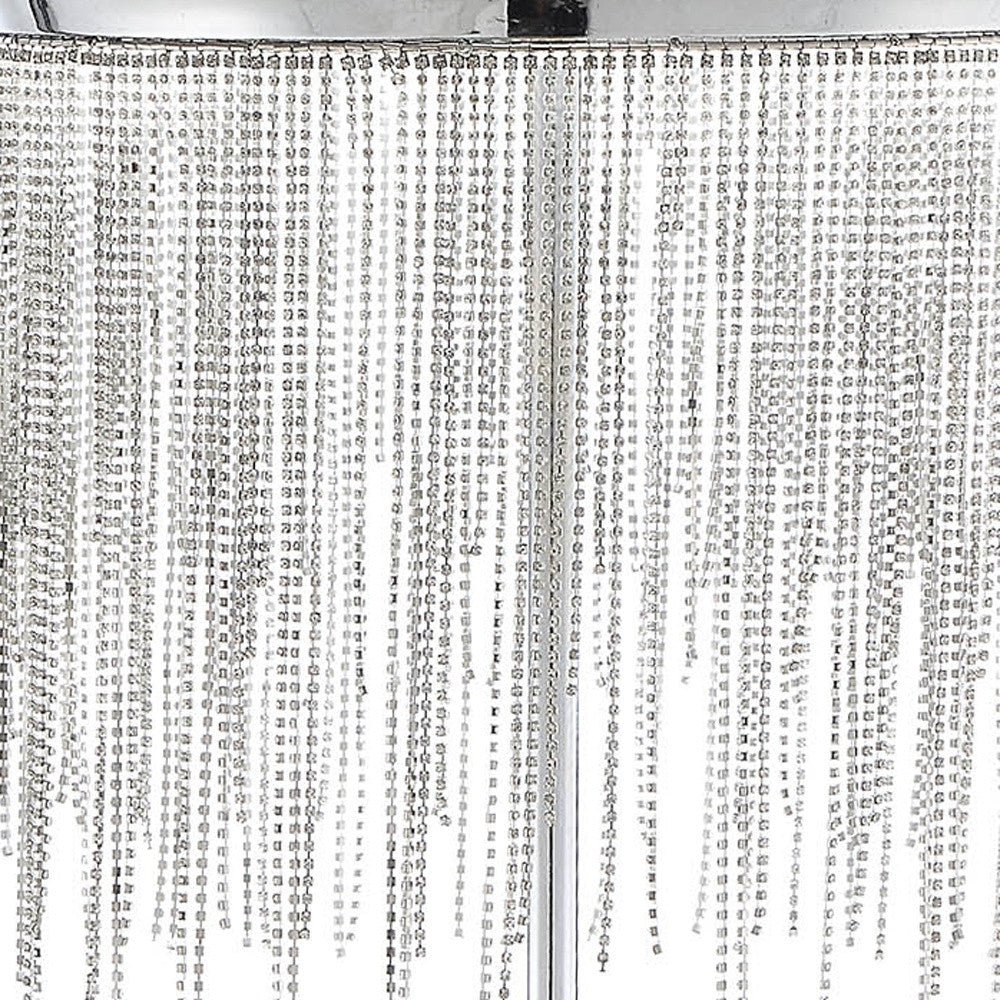 23" Silver Metal Table Lamp With Clear Drum Shade-Table Lamps-DECOROLALA