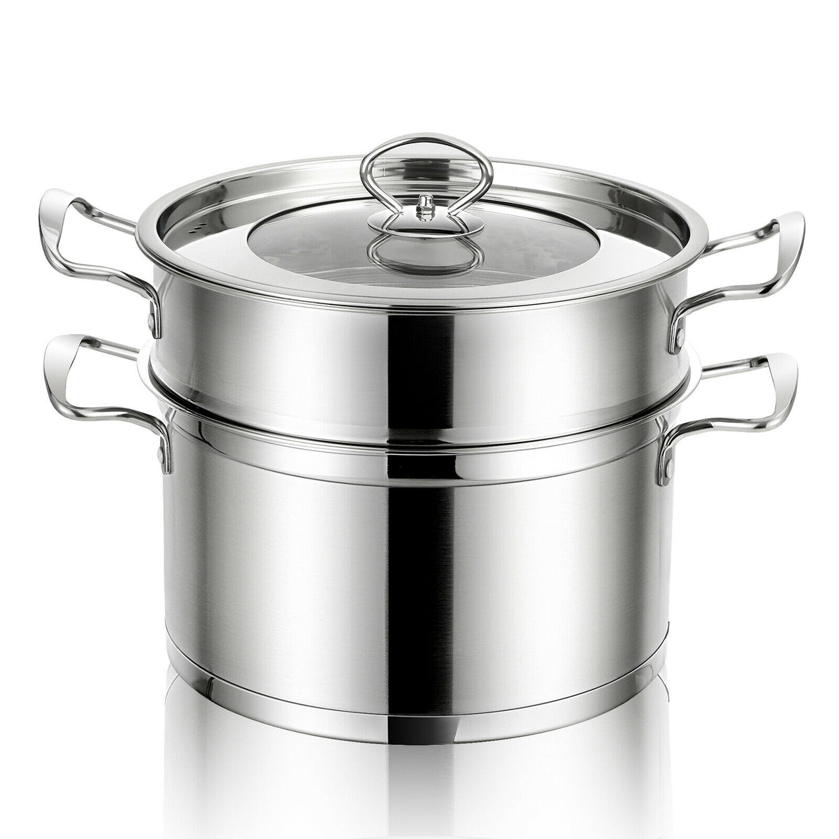 2/3 Tier Stainless Steel Steamer with Handles and Glass Lid-2-Tier-Cookware & Bakeware-DECOROLALA