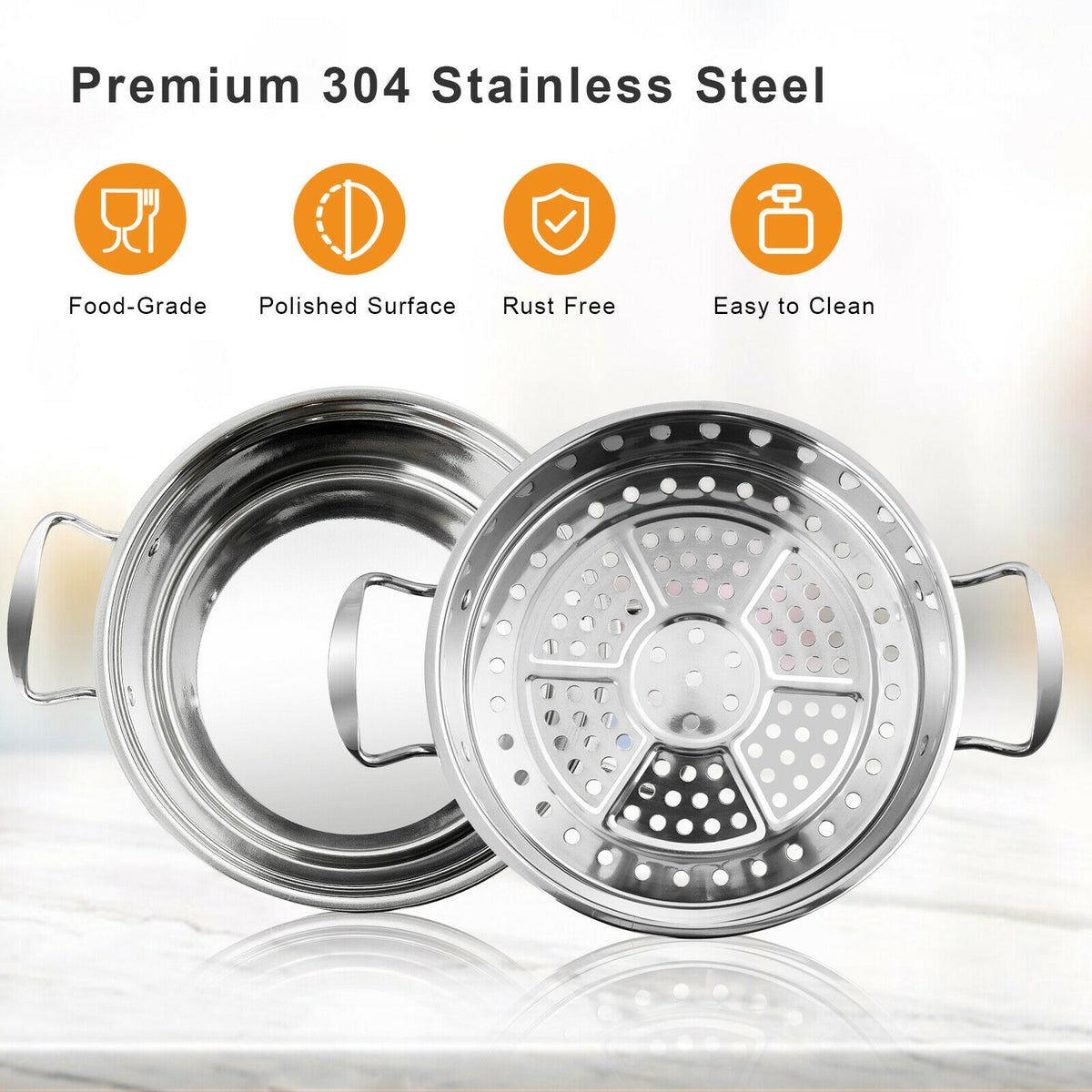2/3 Tier Stainless Steel Steamer with Handles and Glass Lid-2-Tier-Cookware & Bakeware-DECOROLALA