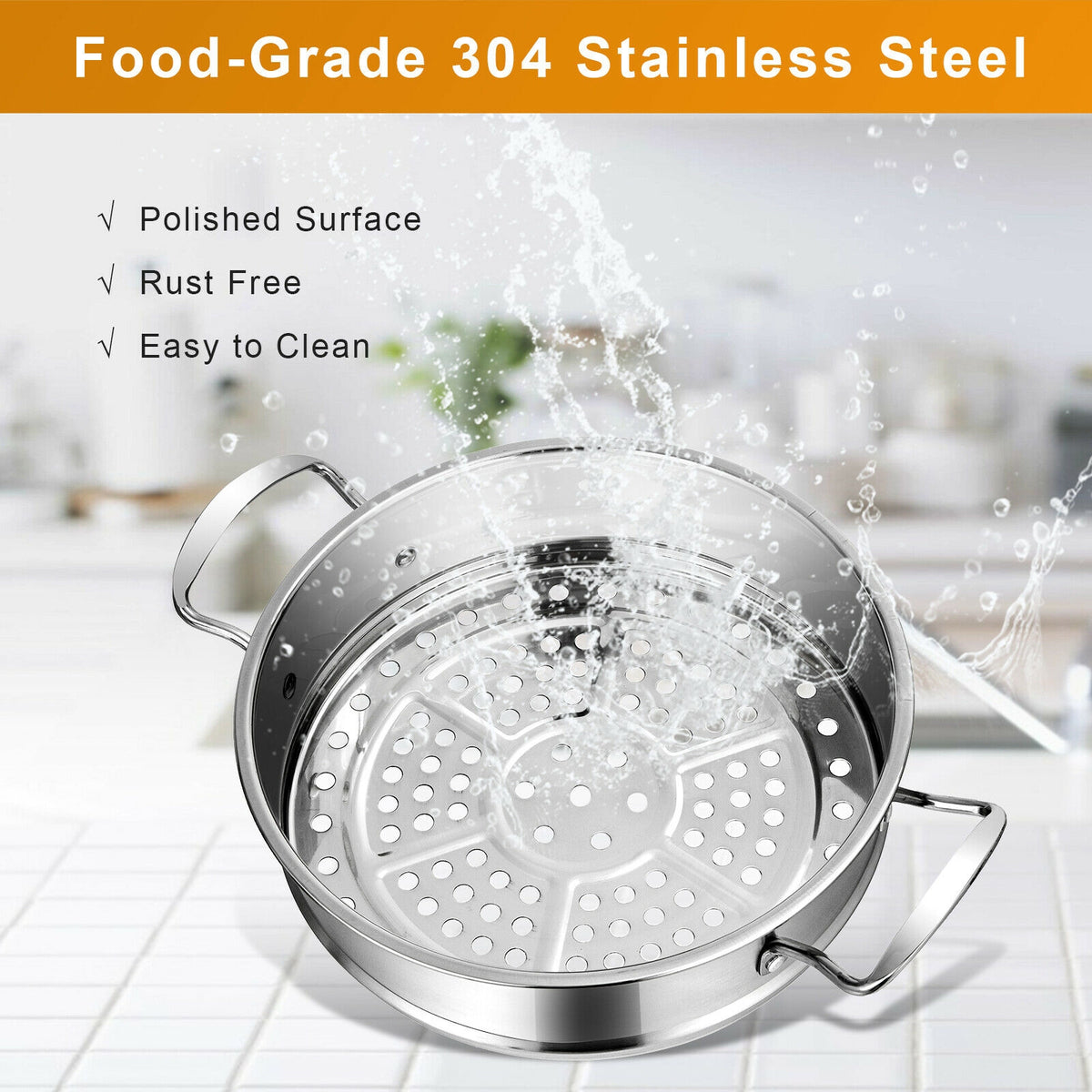 2/3 Tier Stainless Steel Steamer with Handles and Glass Lid-3-Tier-Cookware & Bakeware-DECOROLALA