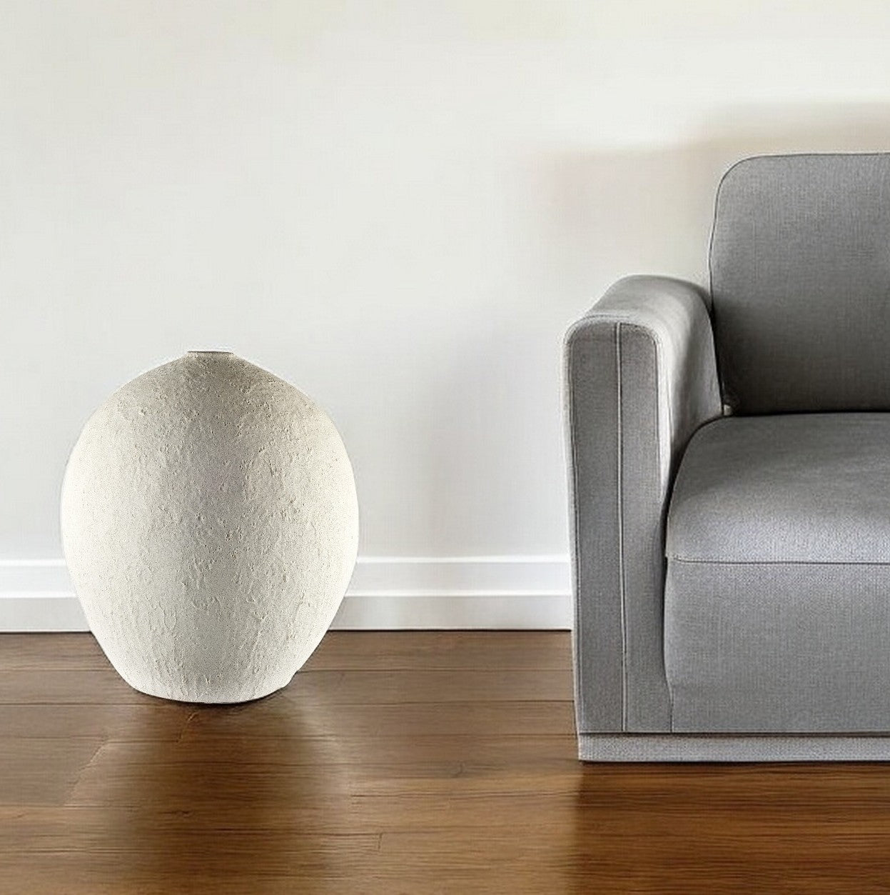 23" White Cylinder Ceramic Floor Vase-Vases-DECOROLALA