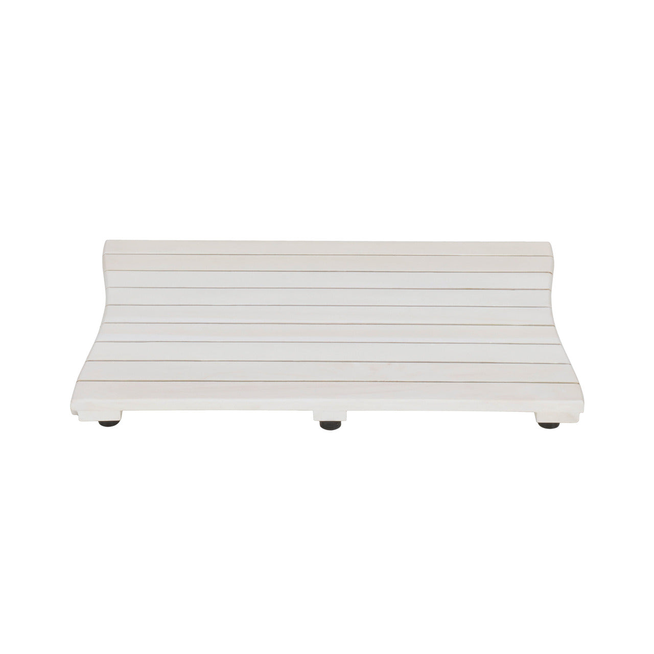 23" White Teak Slat Non Slip Bath Mat-Bath Rugs-DECOROLALA