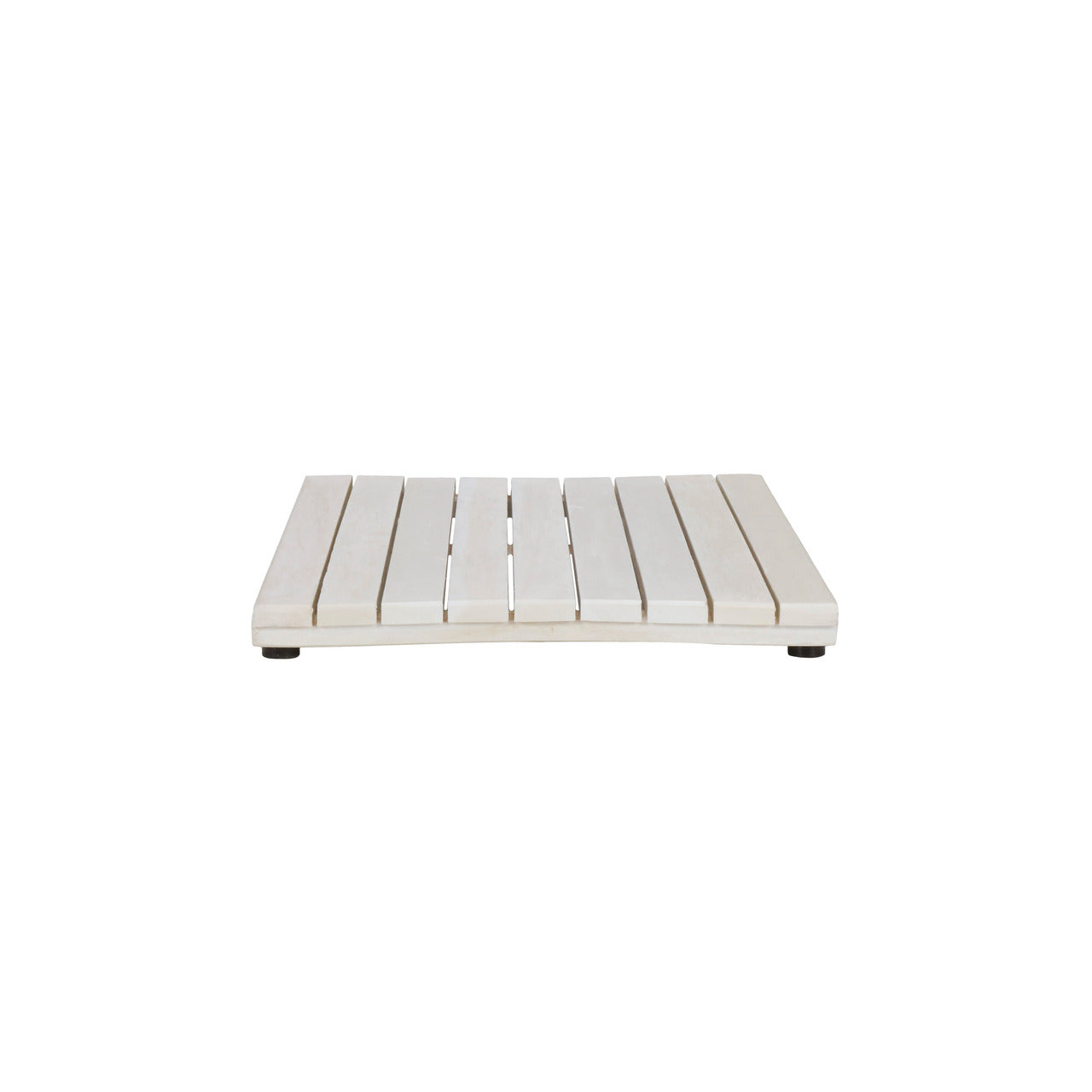 23" White Teak Slat Non Slip Bath Mat-Bath Rugs-DECOROLALA