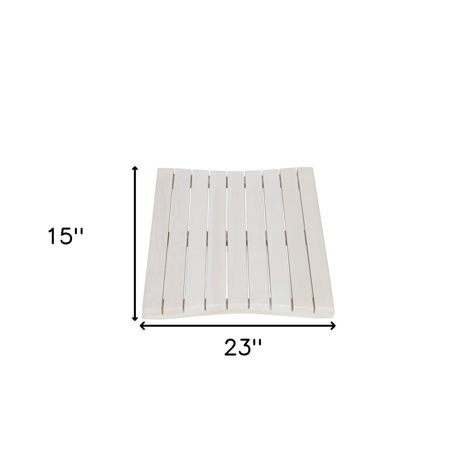 23" White Teak Slat Non Slip Bath Mat-Bath Rugs-DECOROLALA