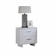 23" White Two Drawers Mirrored Nightstand-Nightstands & Bedside Tables-DECOROLALA