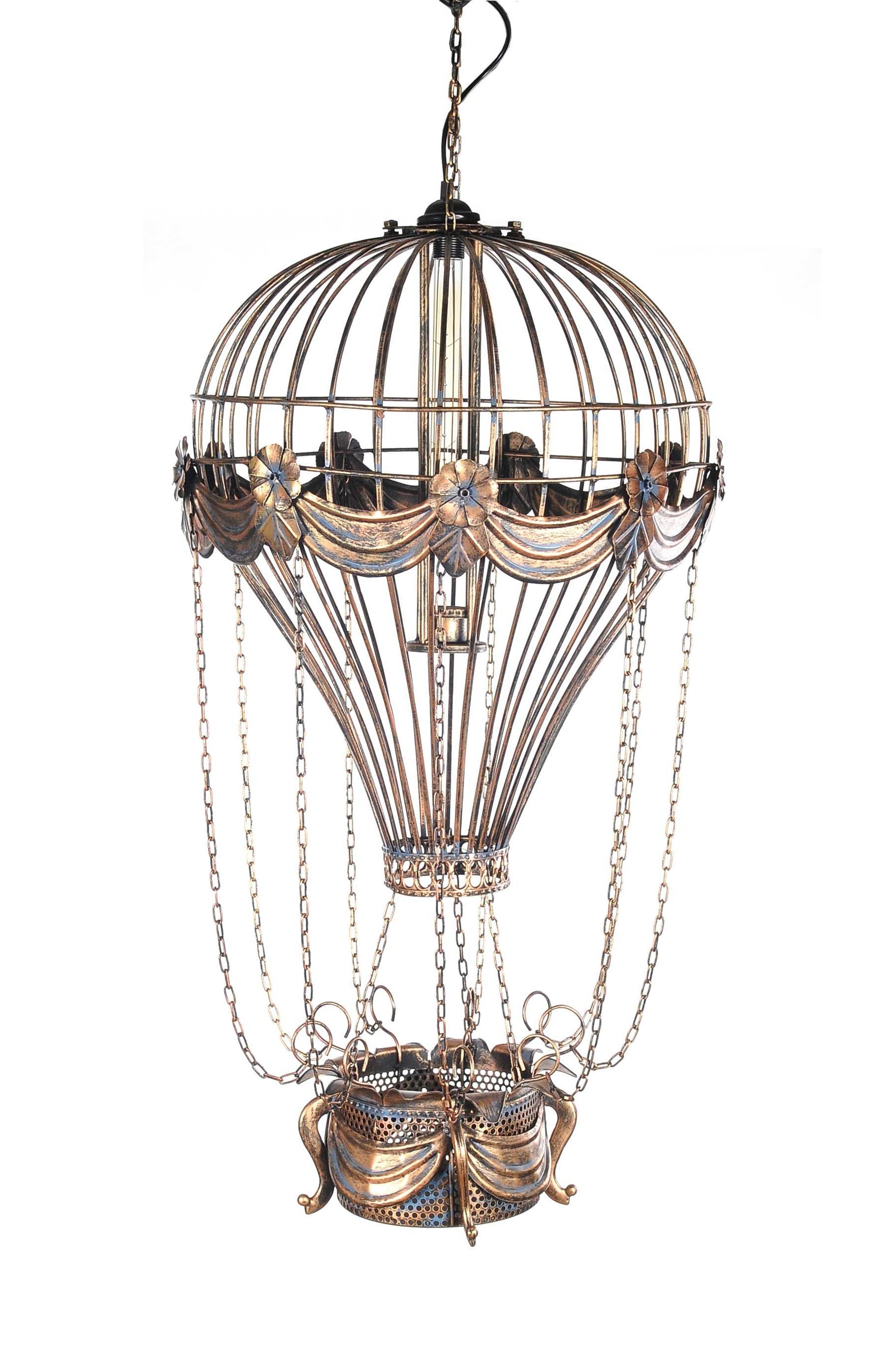 23" x 23" x 41" Vintage Hot Air Balloon Pendant-Pendants-Hanging Lights-DECOROLALA