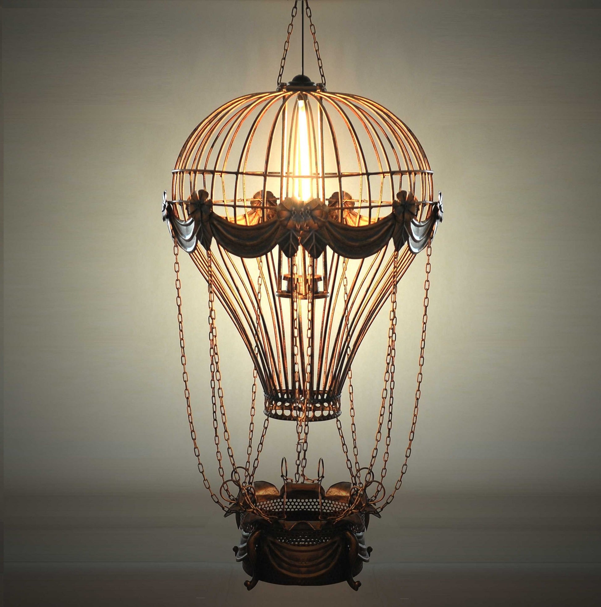 23" x 23" x 41" Vintage Hot Air Balloon Pendant-Pendants-Hanging Lights-DECOROLALA