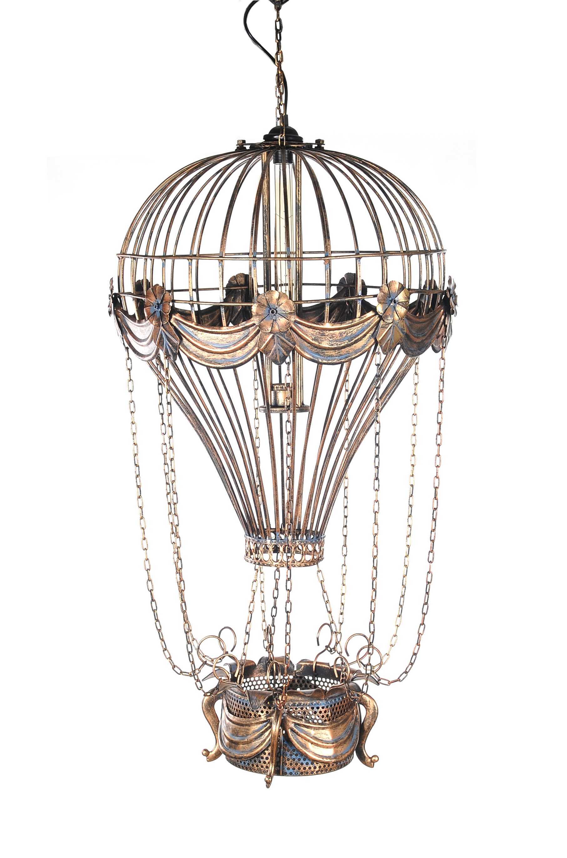 23" x 23" x 41" Vintage Hot Air Balloon Pendant-Pendants-Hanging Lights-DECOROLALA