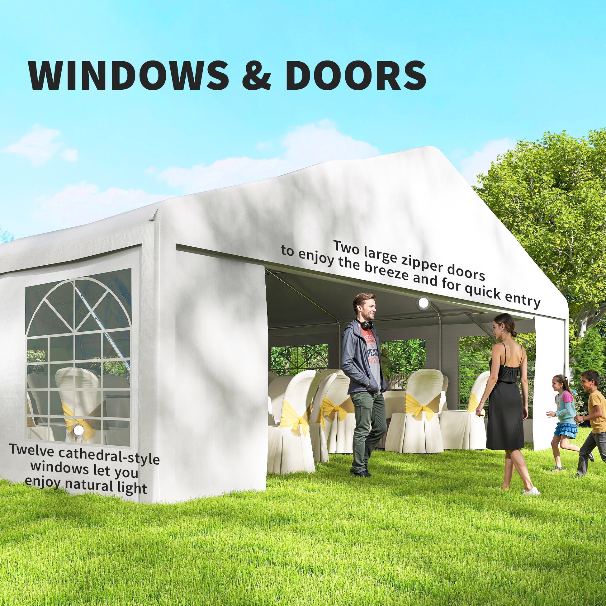 23' x 39' Heavy Duty Party Tent Canopy - White-Patio & Garden > Wedding & Events Tents > Canopy Tents-DECOROLALA