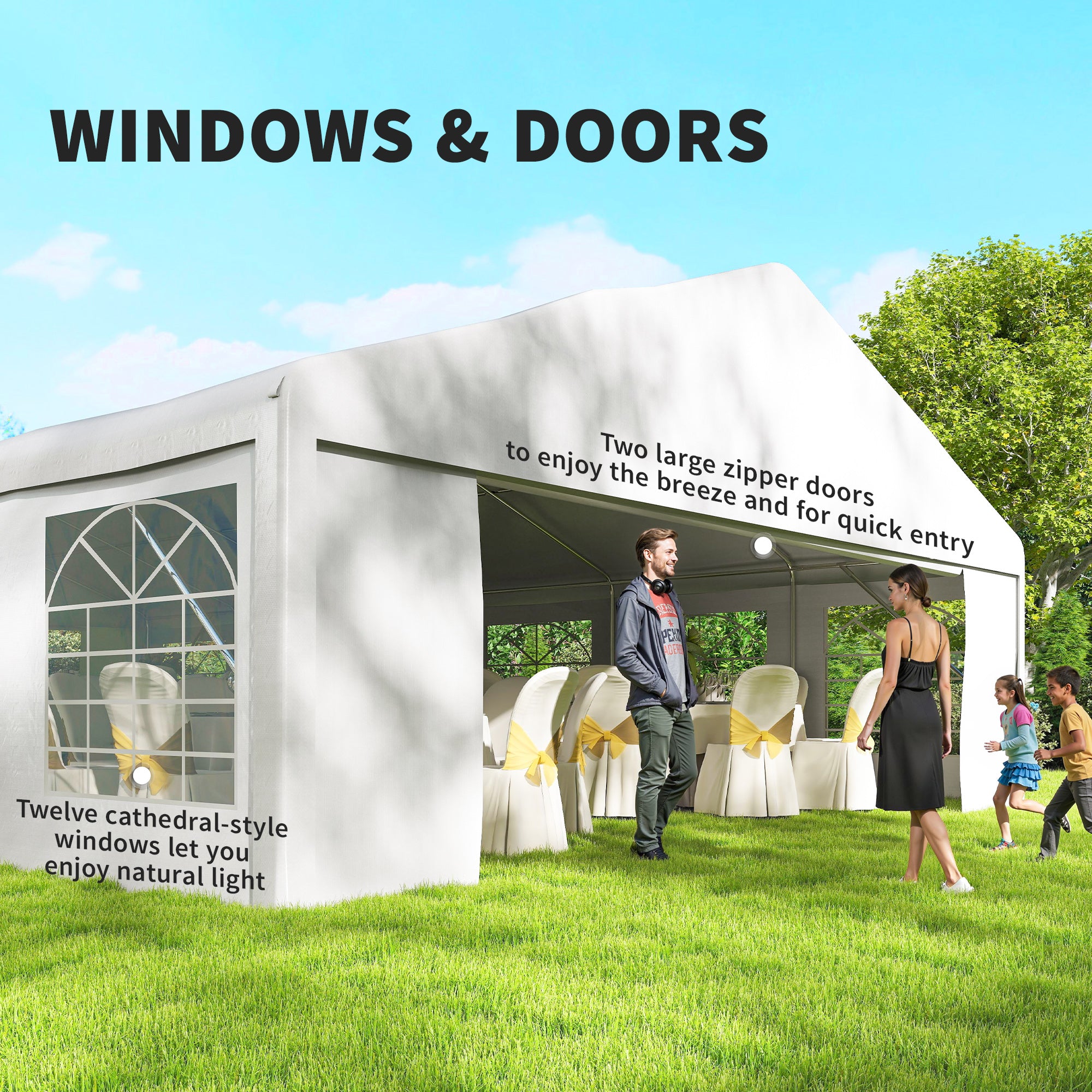 23' x 39' Heavy Duty Party Tent Canopy - White-Patio & Garden > Wedding & Events Tents > Canopy Tents-DECOROLALA