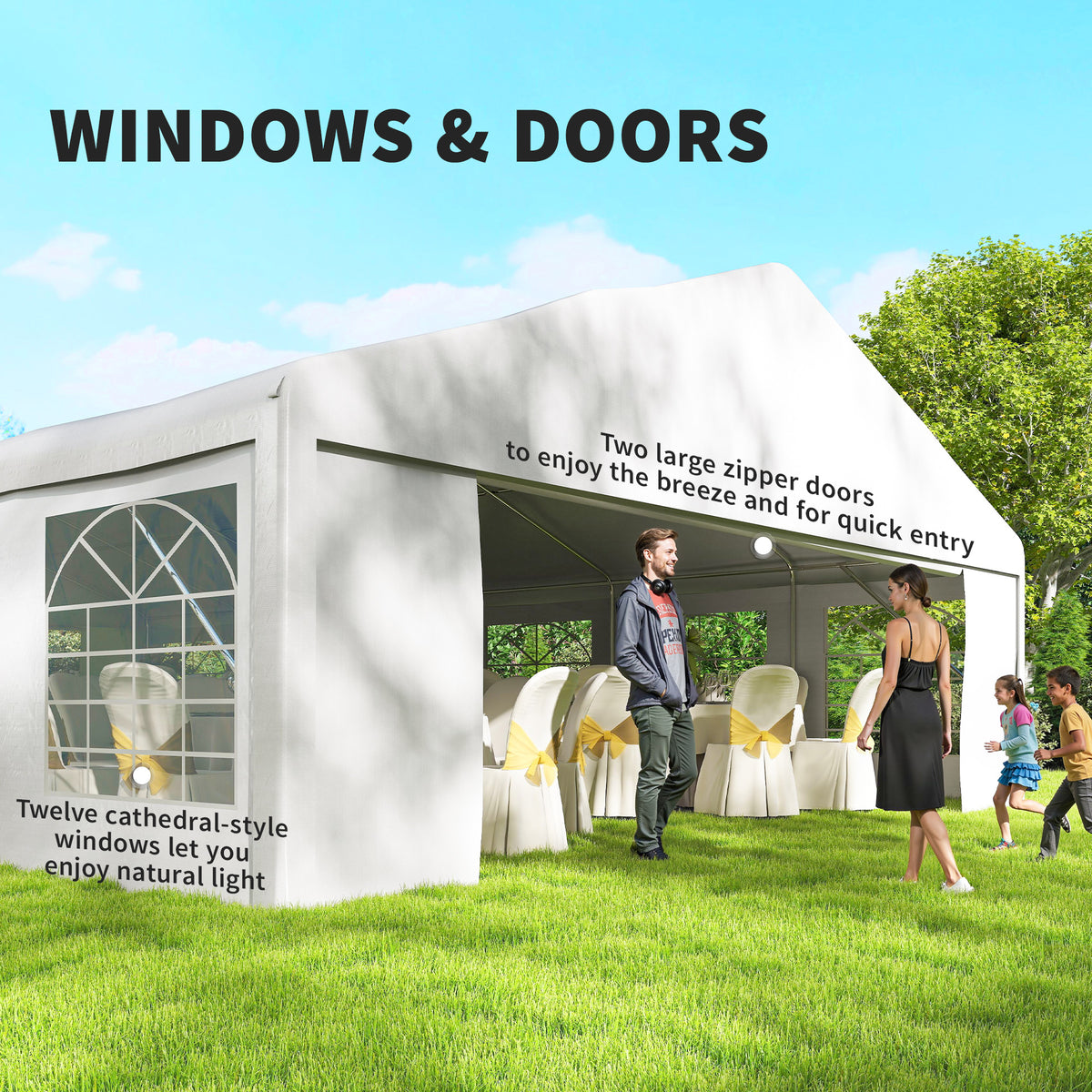 23' x 39' Heavy Duty Party Tent Canopy - White-Patio & Garden > Wedding & Events Tents > Canopy Tents-DECOROLALA