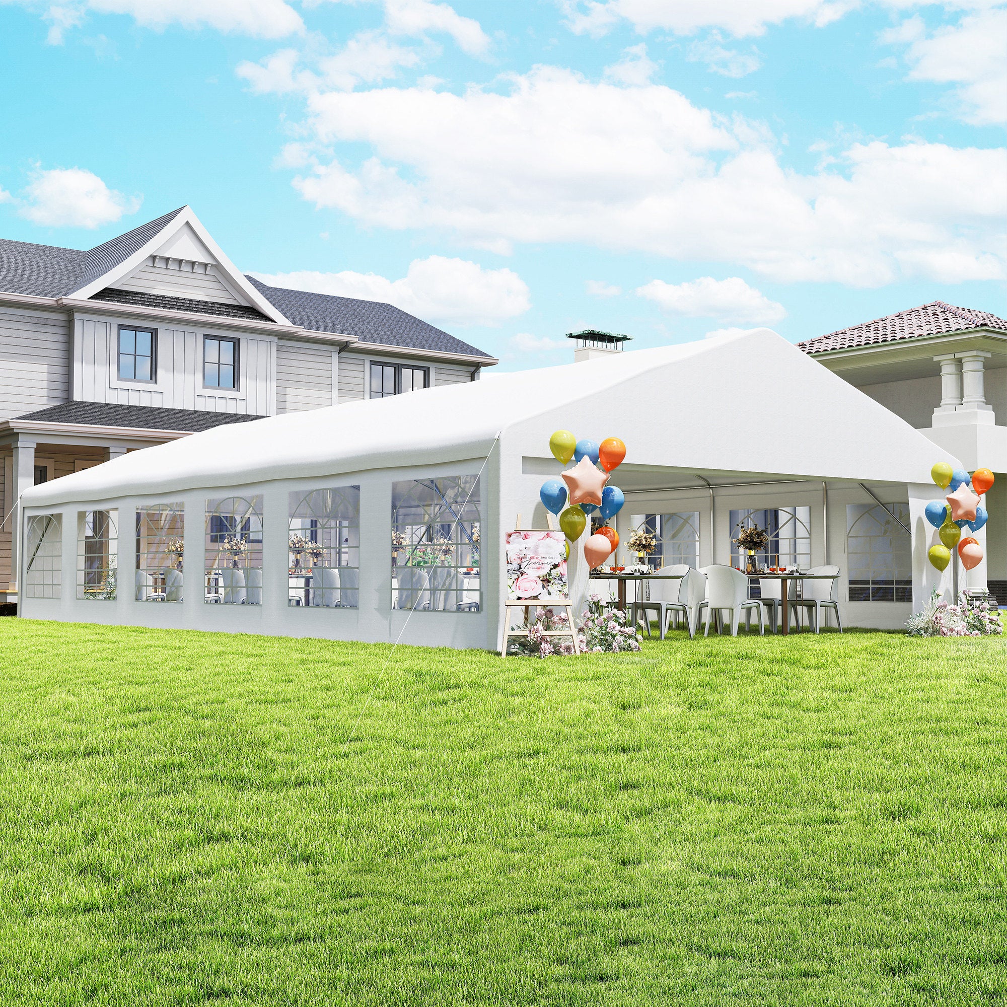 23' x 39' Heavy Duty Party Tent Canopy - White-Patio & Garden > Wedding & Events Tents > Canopy Tents-DECOROLALA