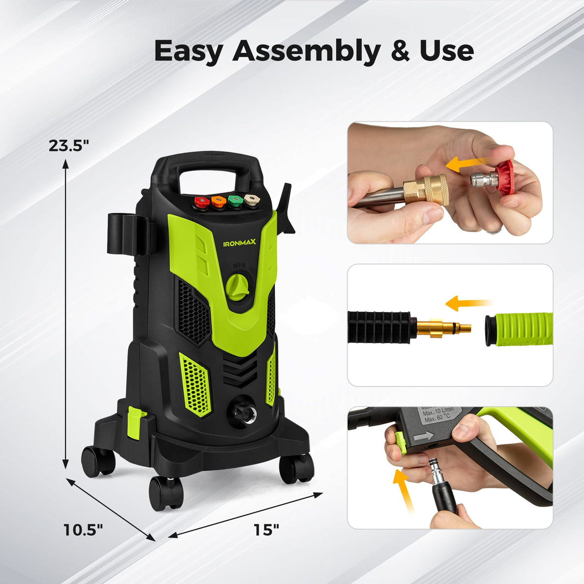 2300 PSI 1.8 GPM Electric High Pressure Power Washer-Green-Pressure Washers-DECOROLALA