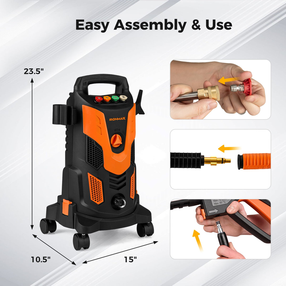 2300 PSI 1.8 GPM Electric High Pressure Power Washer-Orange-Pressure Washers-DECOROLALA