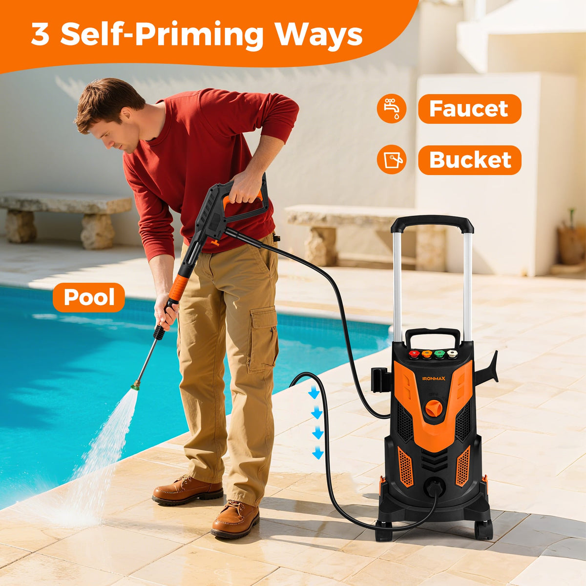 2300 PSI 1.8 GPM Electric High Pressure Power Washer-Orange-Pressure Washers-DECOROLALA