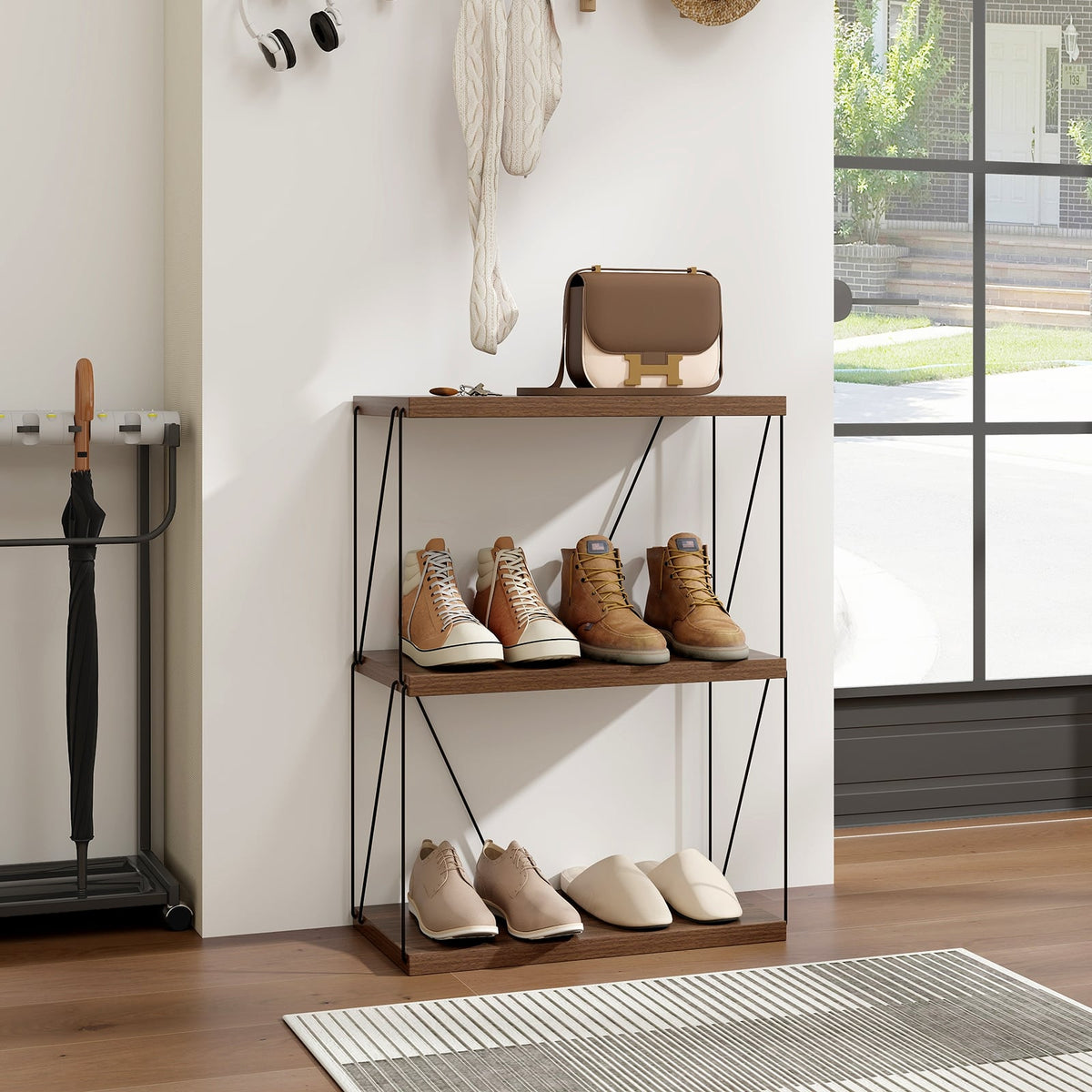 2/3/4/5-Tier Multipurpose Display Rack with Metal Frame-3-Tier-Bookcases-DECOROLALA