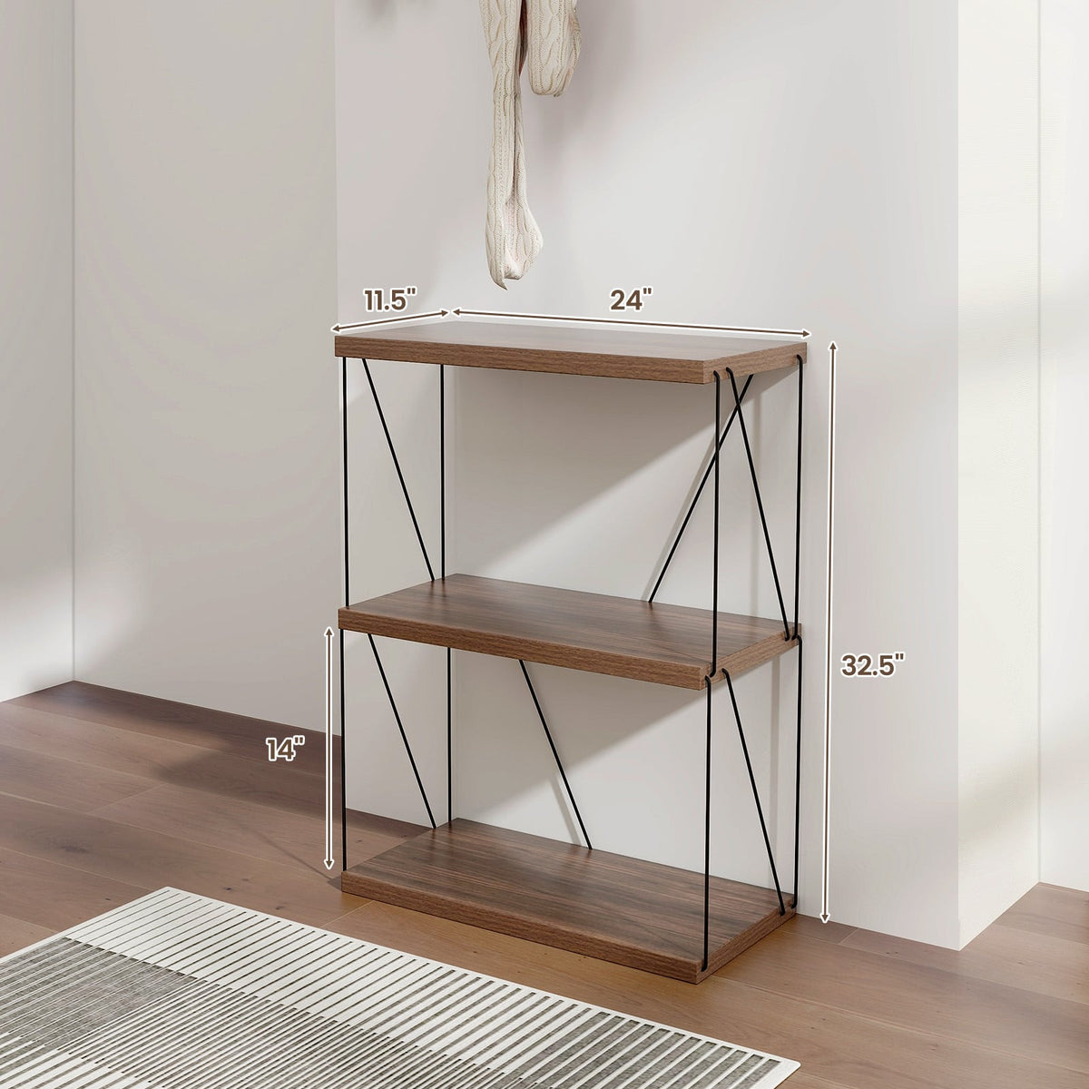 2/3/4/5-Tier Multipurpose Display Rack with Metal Frame-3-Tier-Bookcases-DECOROLALA