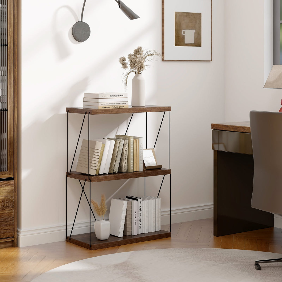 2/3/4/5-Tier Multipurpose Display Rack with Metal Frame-3-Tier-Bookcases-DECOROLALA