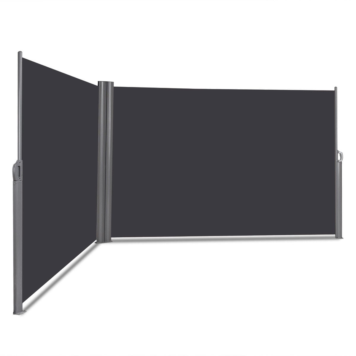 237 x 63 Inch Patio Retractable Double Folding Side Awning Screen Divider-Outdoor Shades-DECOROLALA