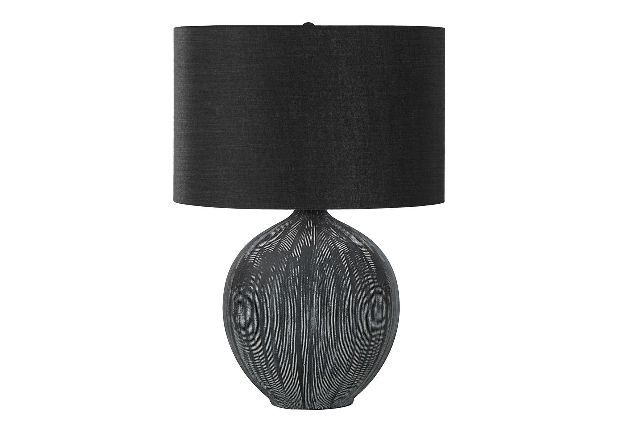 23"H Black Ceramic Table Lamp with Fabric Shade-Lighting-DECOROLALA