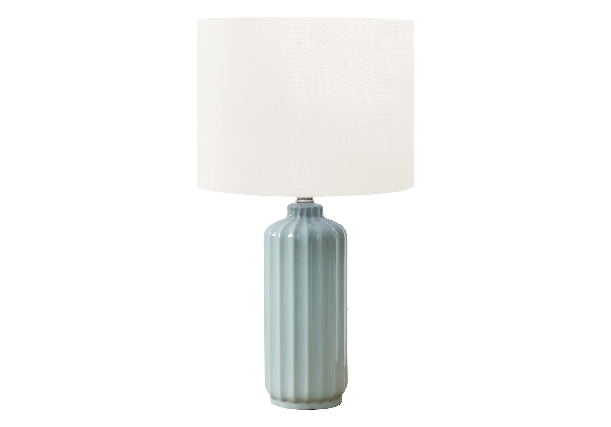 23"H Blue Ceramic Table Lamp with Ivory Shade-Lighting-DECOROLALA