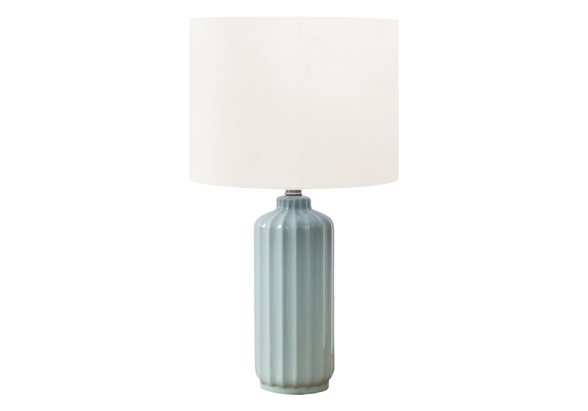 23"H Blue Ceramic Table Lamp with Ivory Shade-Lighting-DECOROLALA