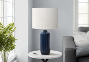 23"H Blue Ceramic Table Lamp with Ivory Shade-Lighting-DECOROLALA