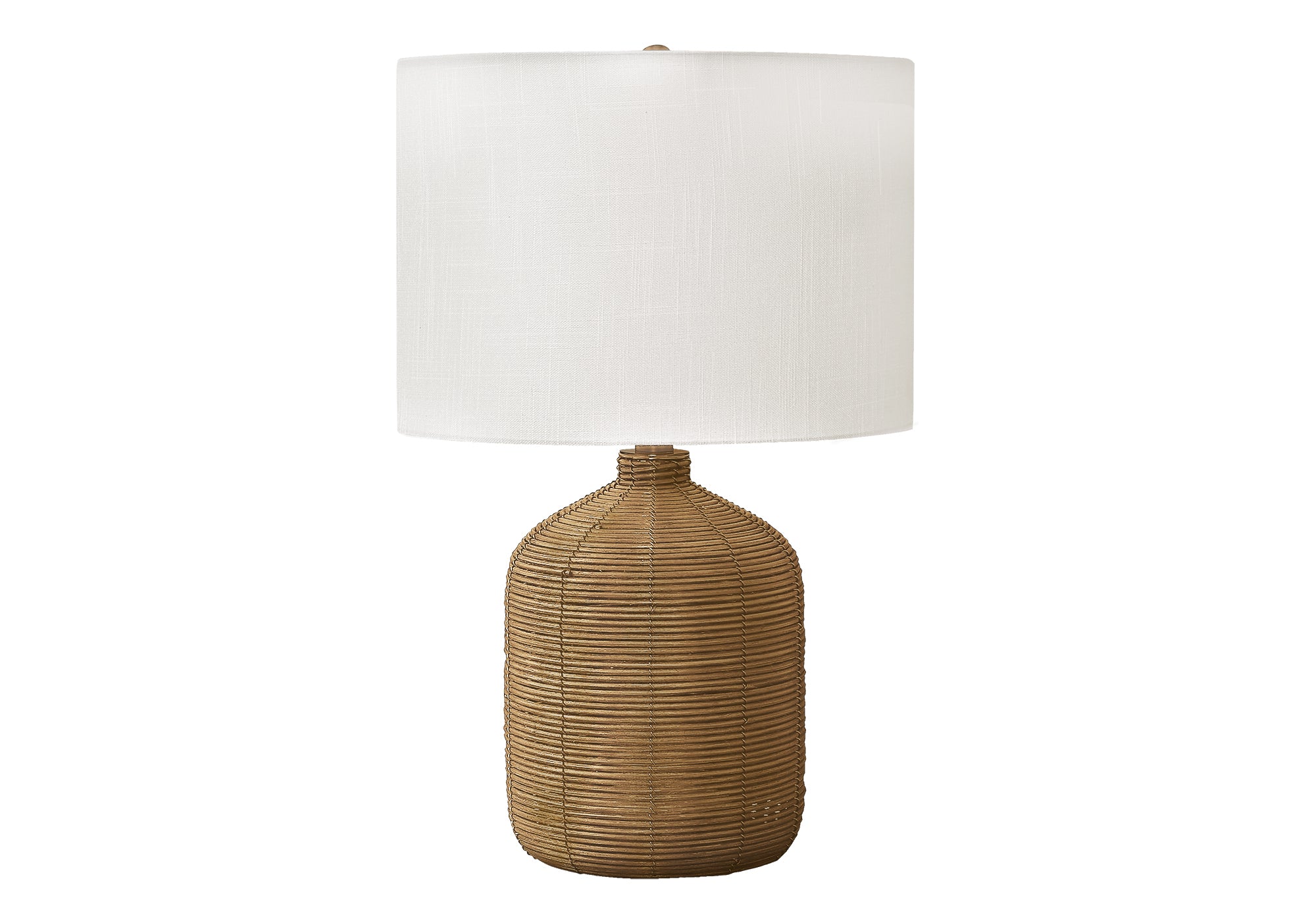 23"H Table Lamp Black Rattan Ginger Jar Ivory Shade-Lighting-DECOROLALA
