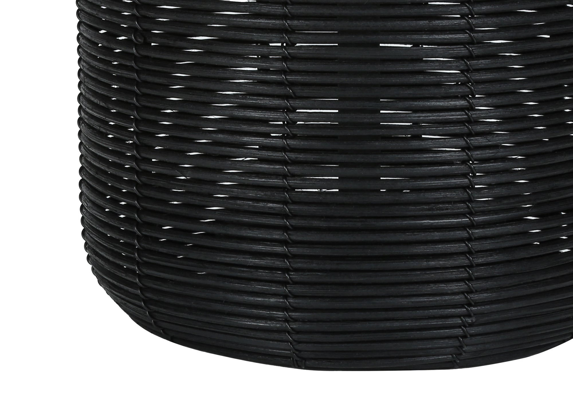 23"H Table Lamp Black Rattan Ginger Jar Ivory Shade-Lighting-DECOROLALA