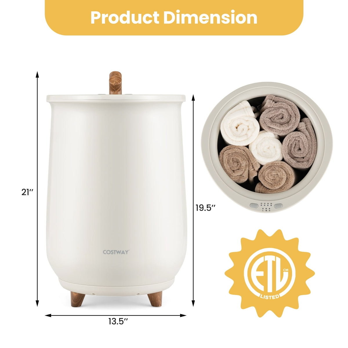 23L Bucket-Style Towel Warmer with Fragrant Disc Holder - Gray-Dryers-DECOROLALA